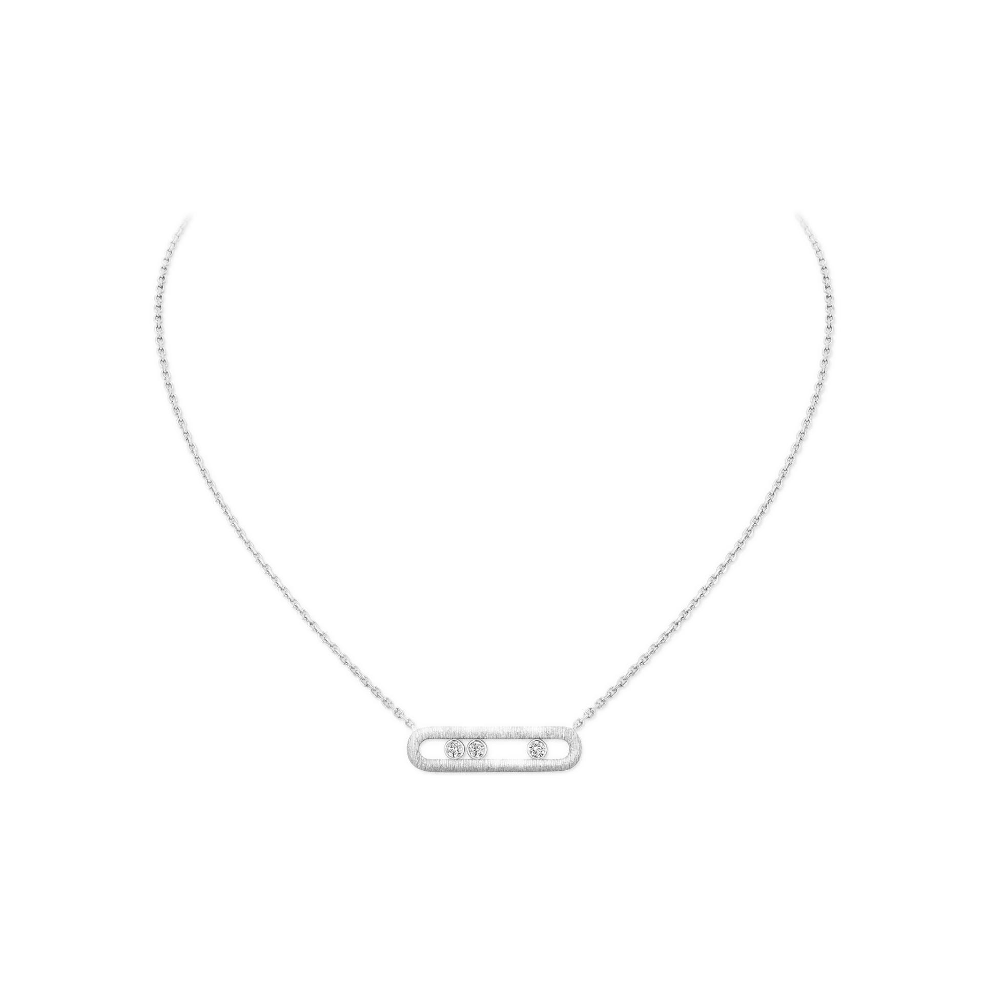 Collier Messika Move Classique ciselé en or blanc et diamants