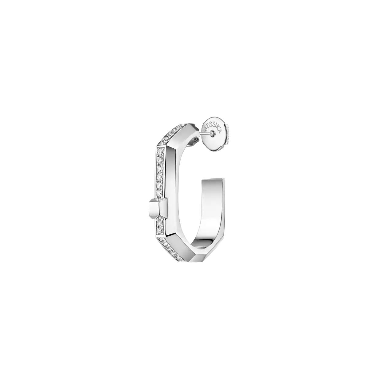 Mono boucle d'oreille créole Messika Moderniste pavée PM en or blanc et diamants