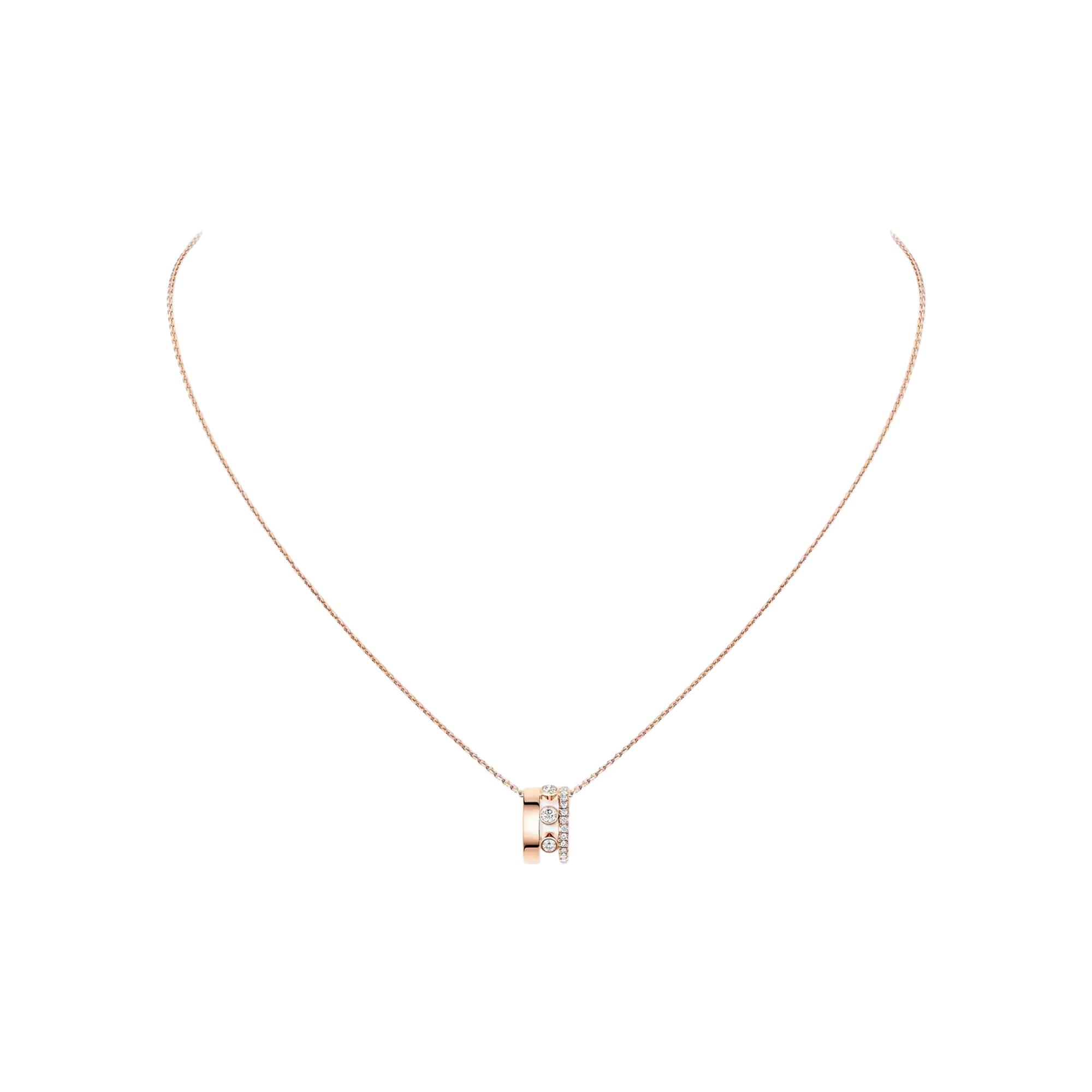 Collier pendentif Messika Move Romane pendentif en or rose et diamant, grand modèle