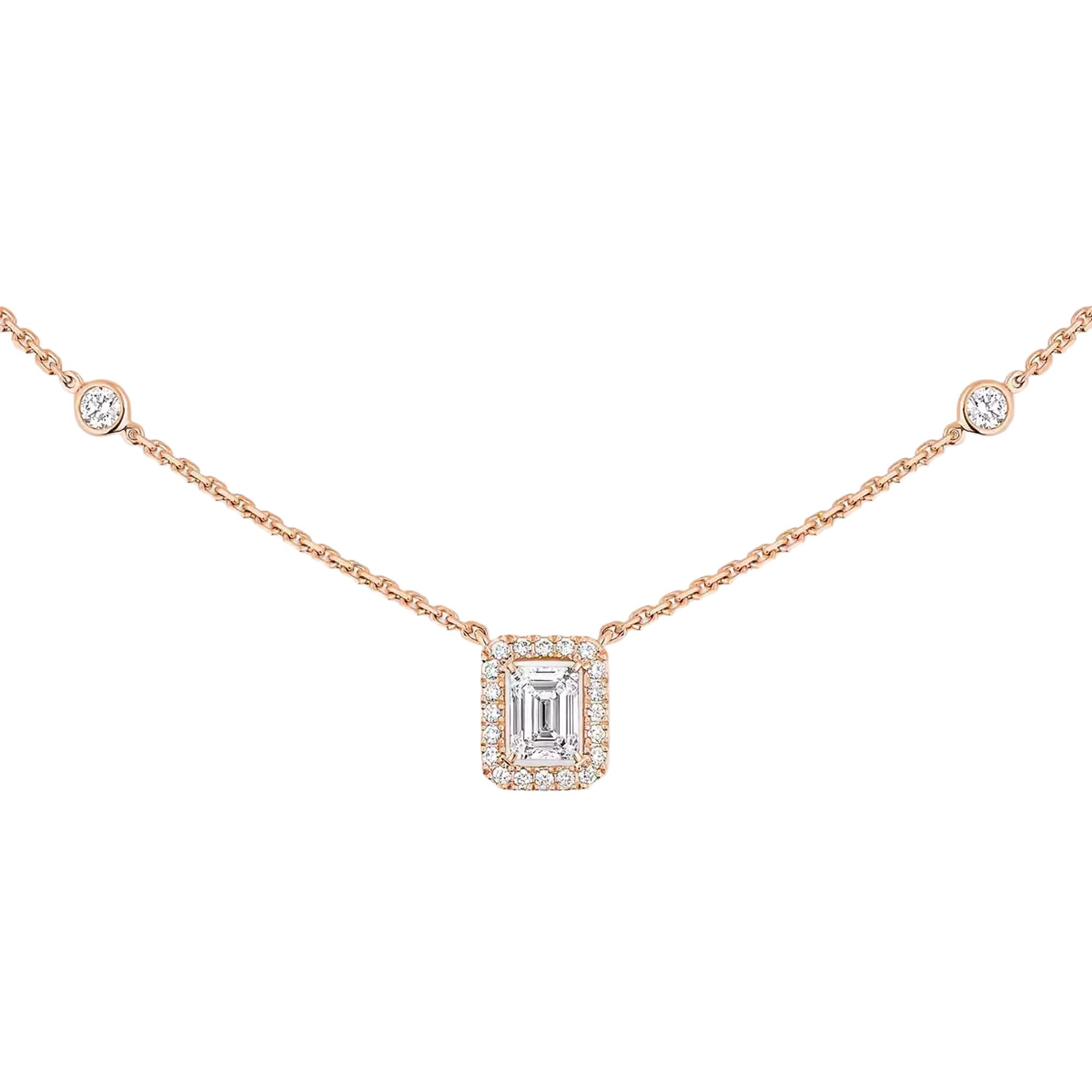 Collier Messika Joy taille émeraude en or rose et diamant