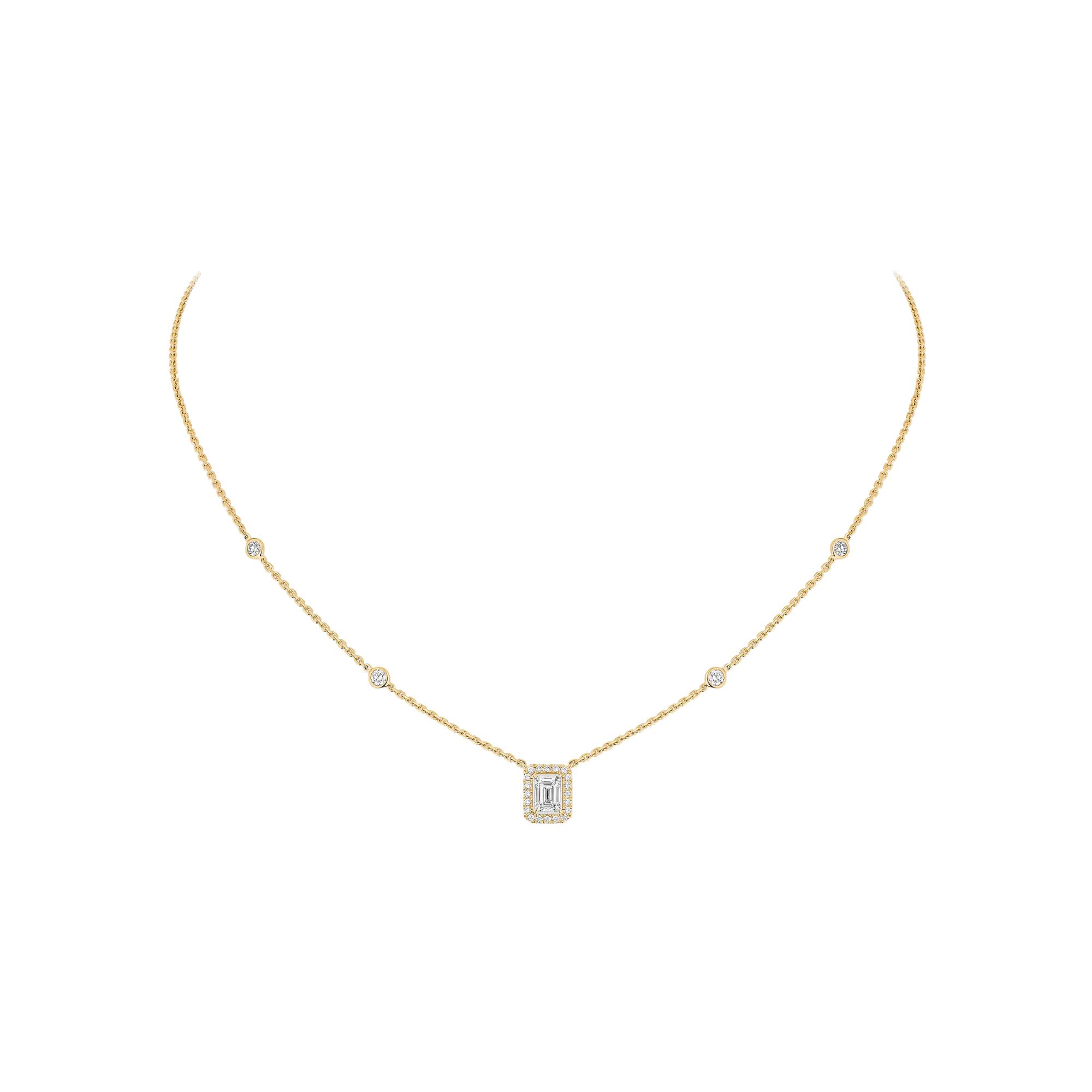Collier Messika Joy taille émeraude en or jaune et diamant