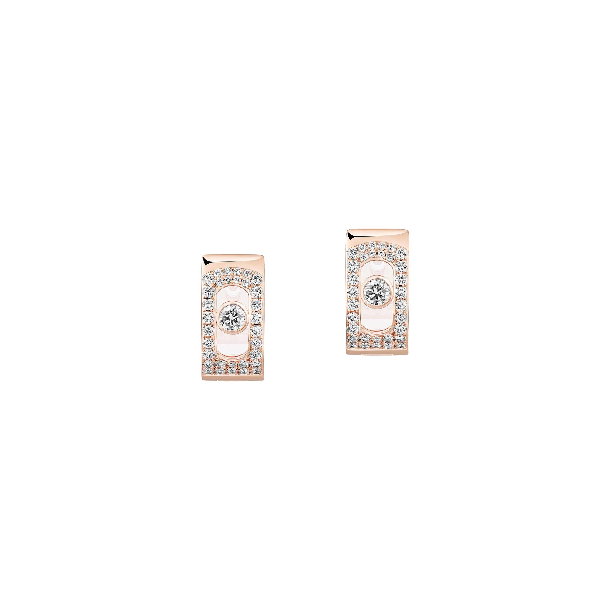 Boucles d'oreilles créoles Messika Move Noa pavées en or rose et diamant