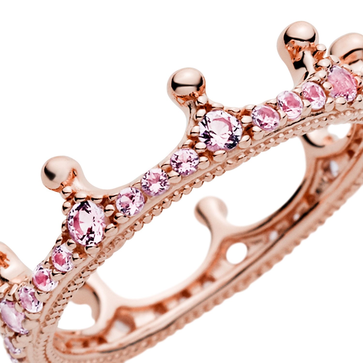 Bague Pandora Signature couronne scintillante rose en métal doré rose et  oxyde de zirconium et cristal, taille 52