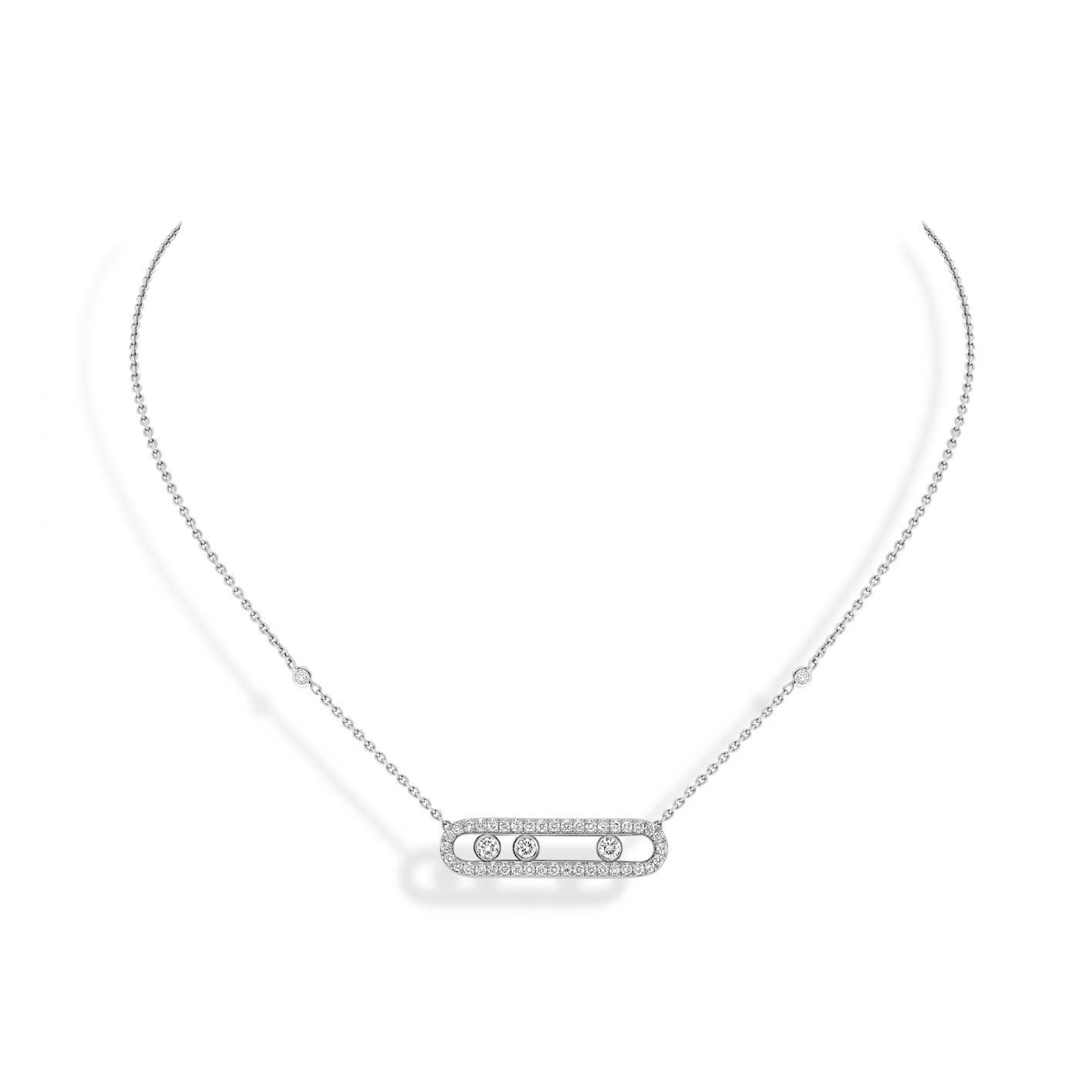 Collier Messika Baby Move Pavé en or blanc et diamants