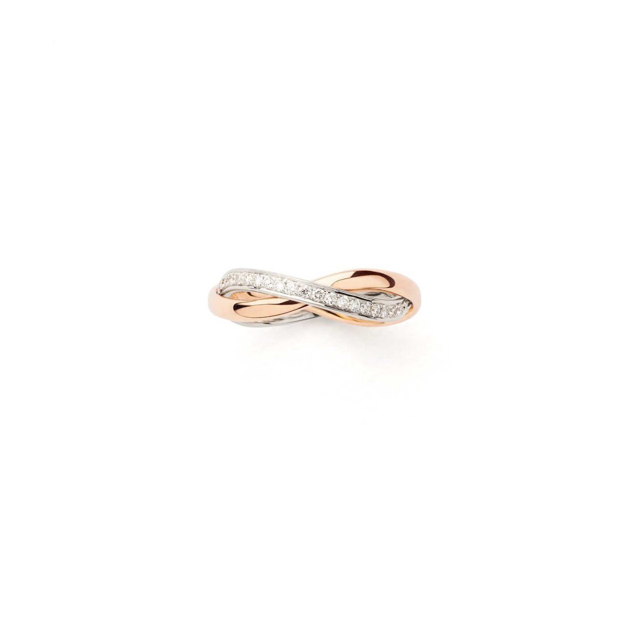 Bague Poiray Tresse PM en or blanc, or rose et diamants