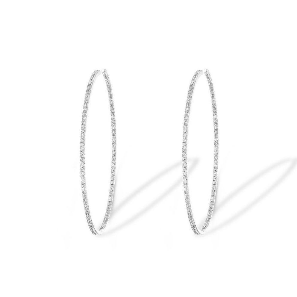 Boucles d'oreilles créoles Messika Gatsby PM en or blanc et diamants