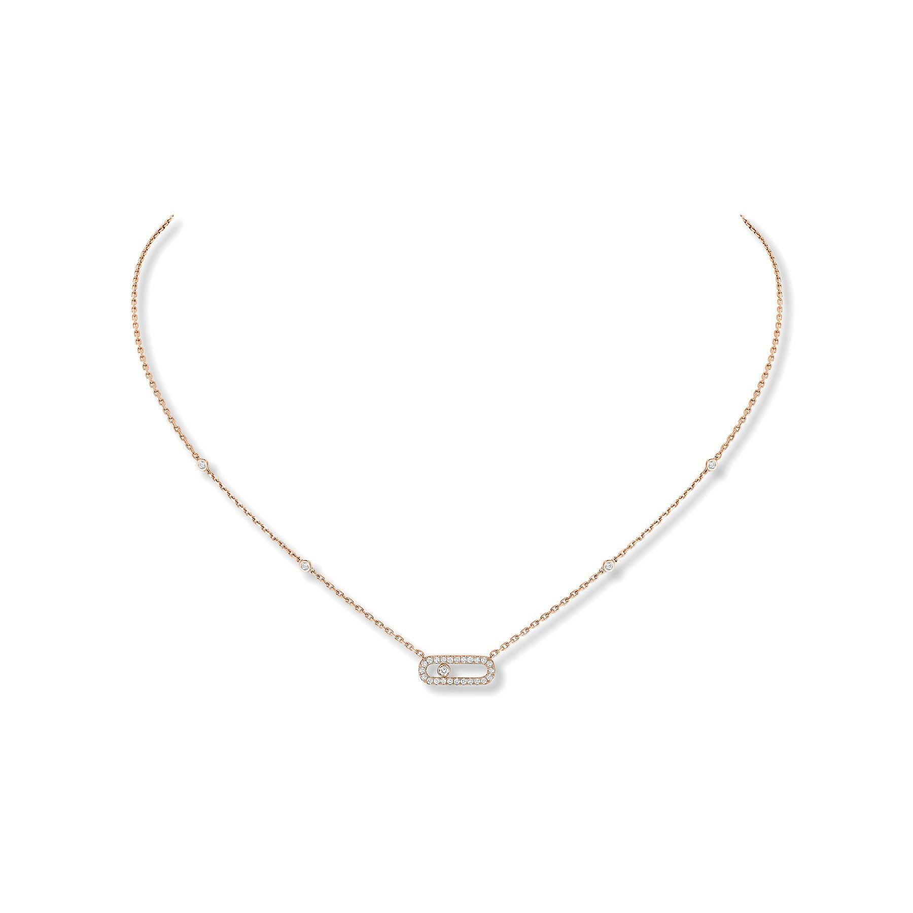 Collier Messika Move Uno pavé en or rose et diamants