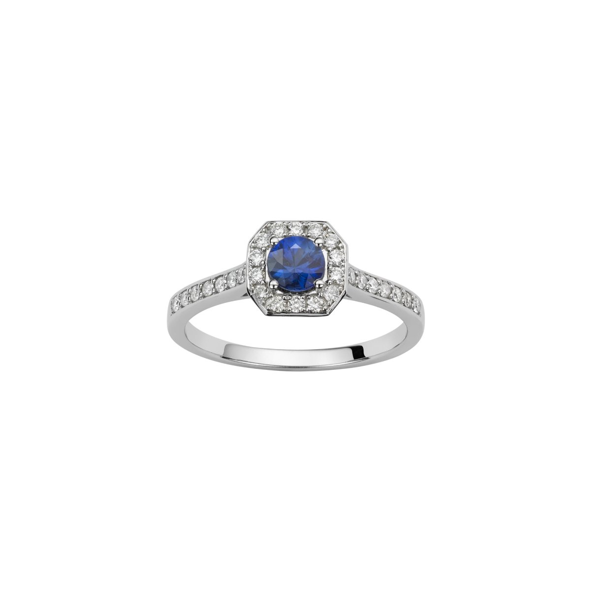 Bague Or Blanc Dame Diamants Et Saphirs - Taille 52/53 - Occasion Parfait état - Vintage