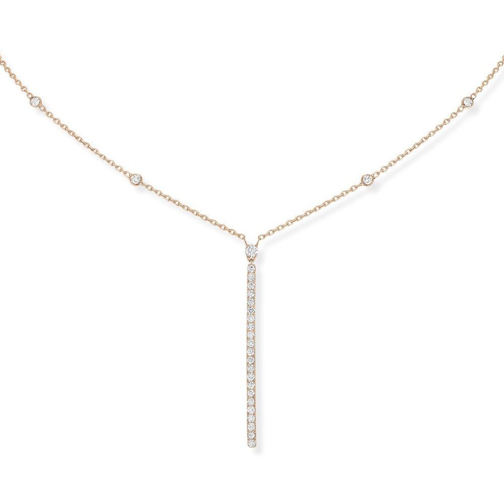 Collier Messika Gatsby Barrette Verticale en or rose et diamants