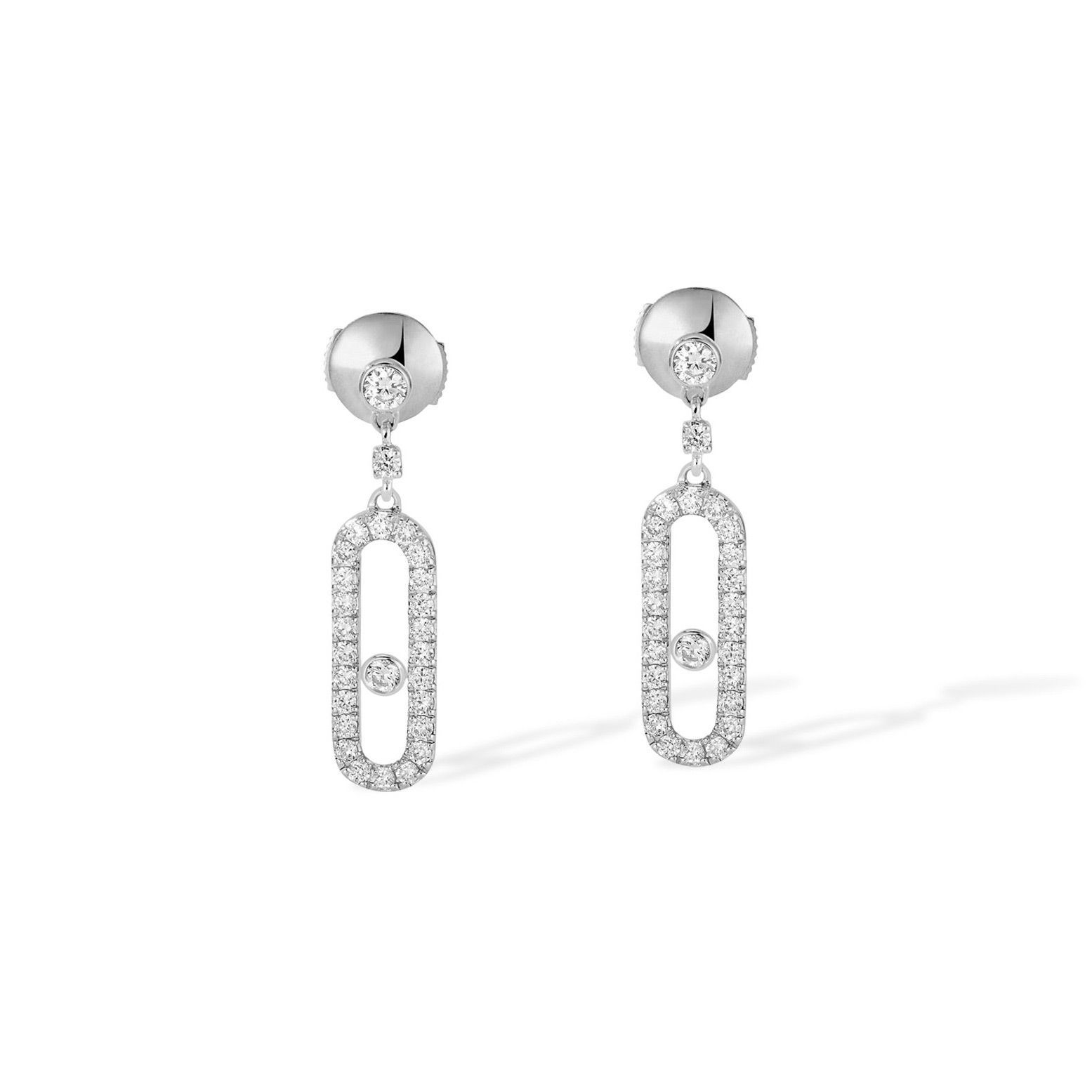 Boucles d'oreilles dormeuses Messika Move Uno en or blanc et diamants