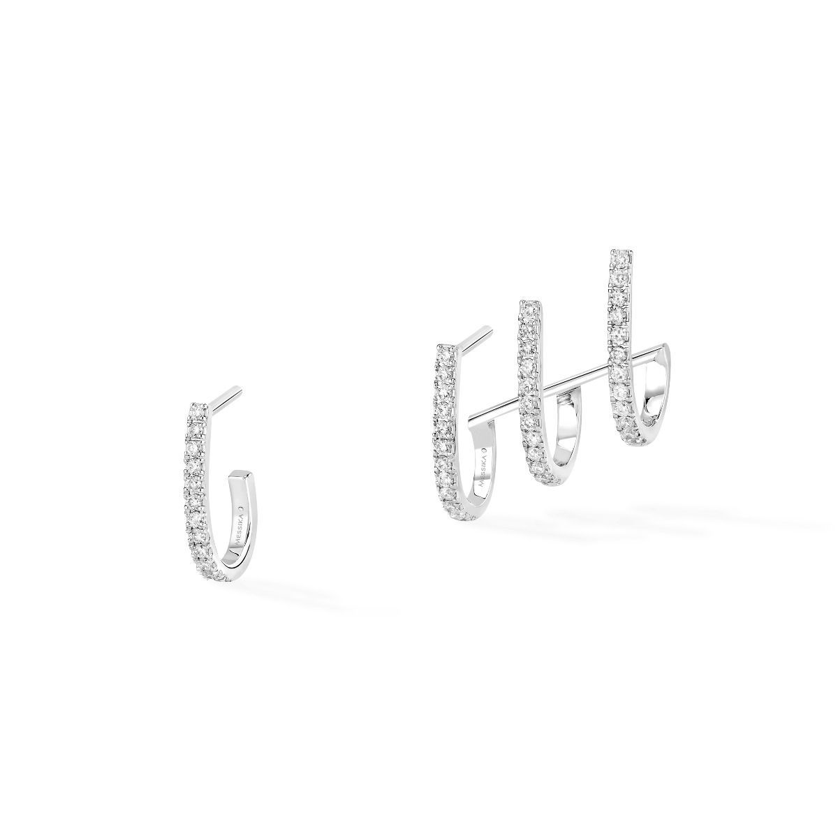 Boucles d'oreilles multi-créoles Messika Gatsby en or blanc et diamants