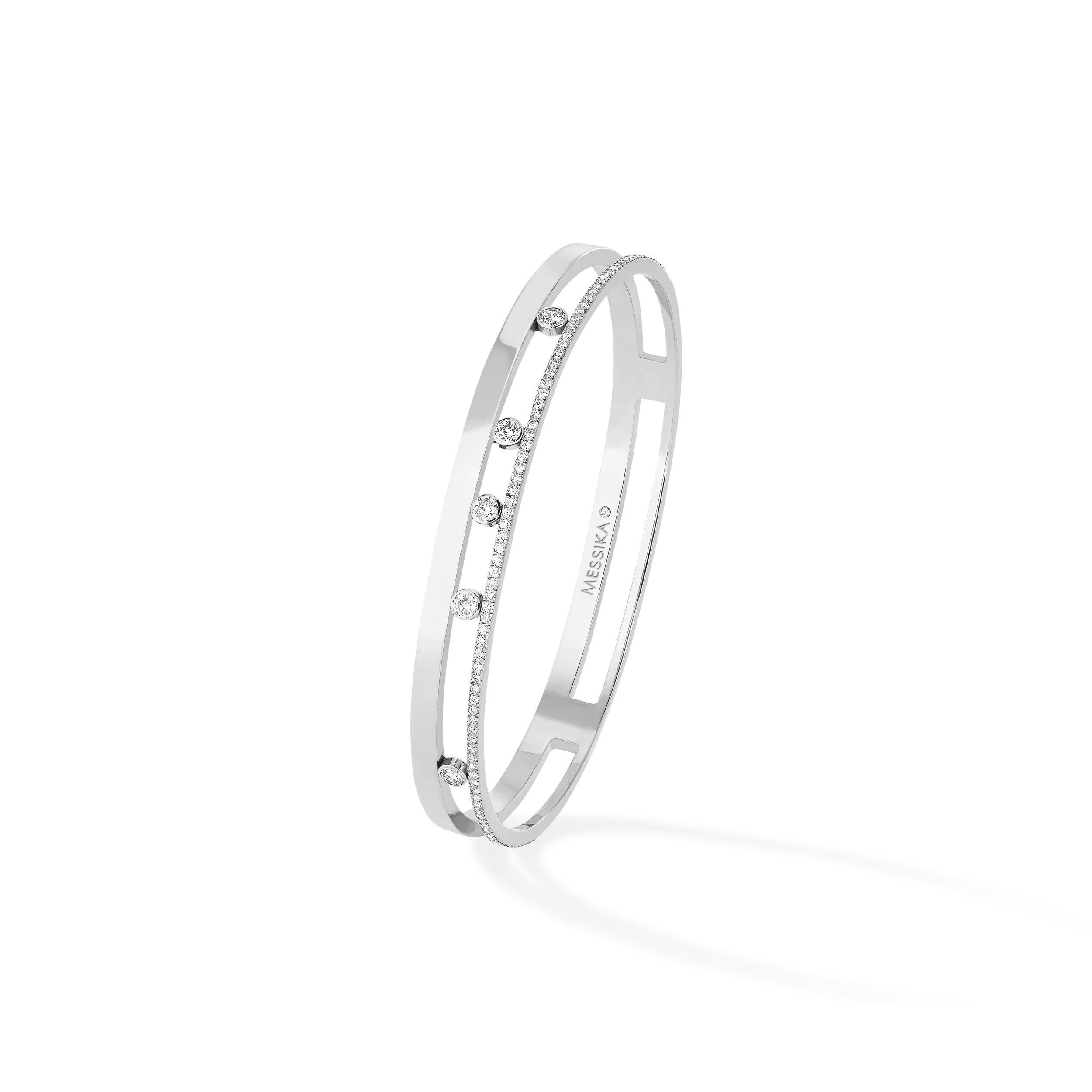 Bracelet bangle Messika Move Romane en or blanc et diamants