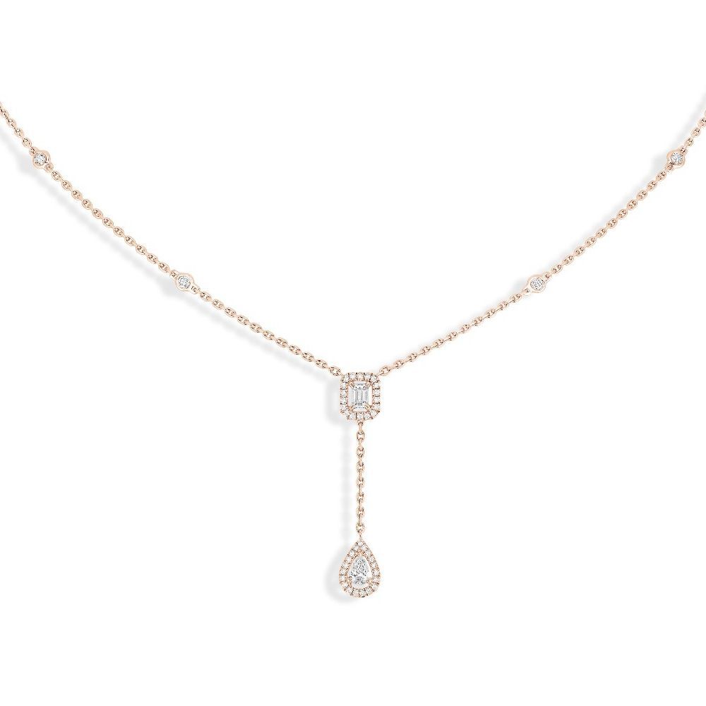 Collier Messika My Twin Cravate en or rose et diamants, 2 x 0.10ct