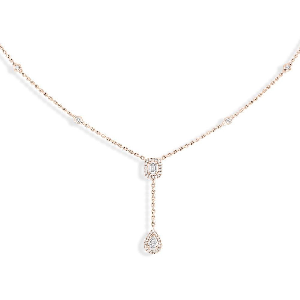 Collier cravate Messika My Twin Cravate en or rose et diamants 2x0.10ct