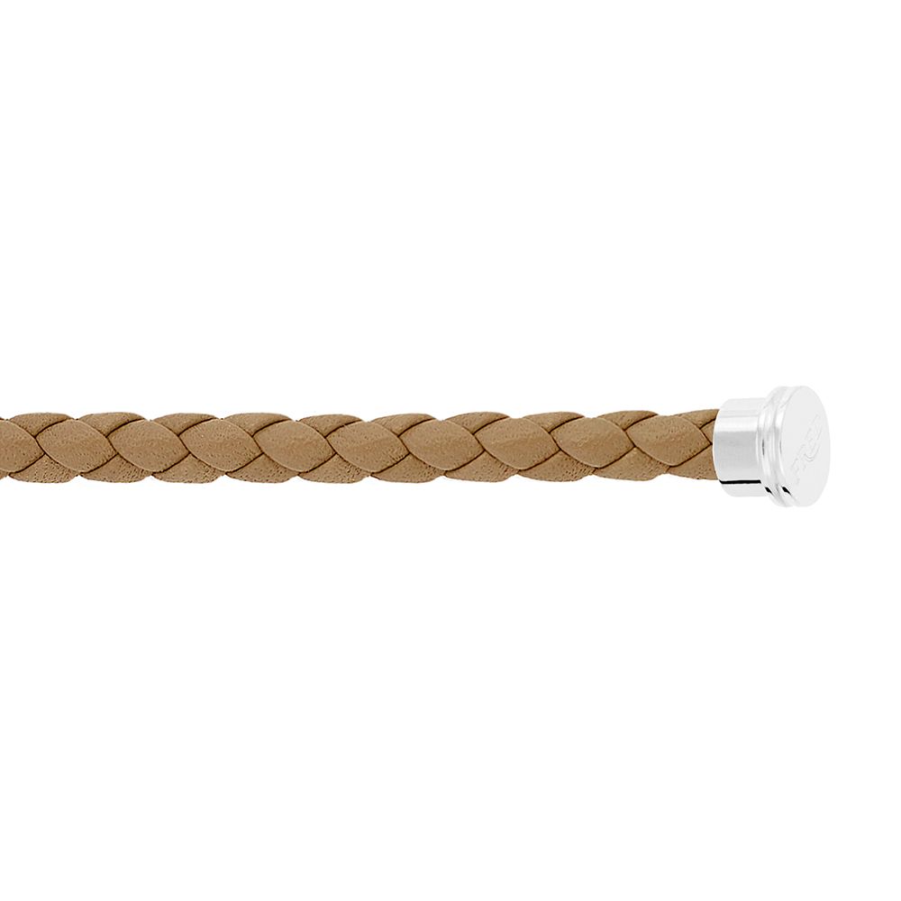 Câble FRED interchangeable Grand Modèle en cuir kaki tressé, embouts acier