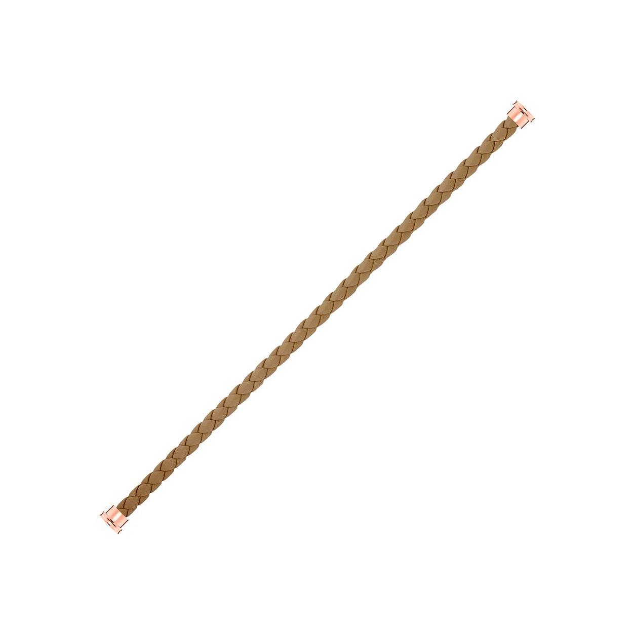 Câble FRED interchangeable Grand Modèle en cuir kaki tressé, embouts acier plaqué or rose