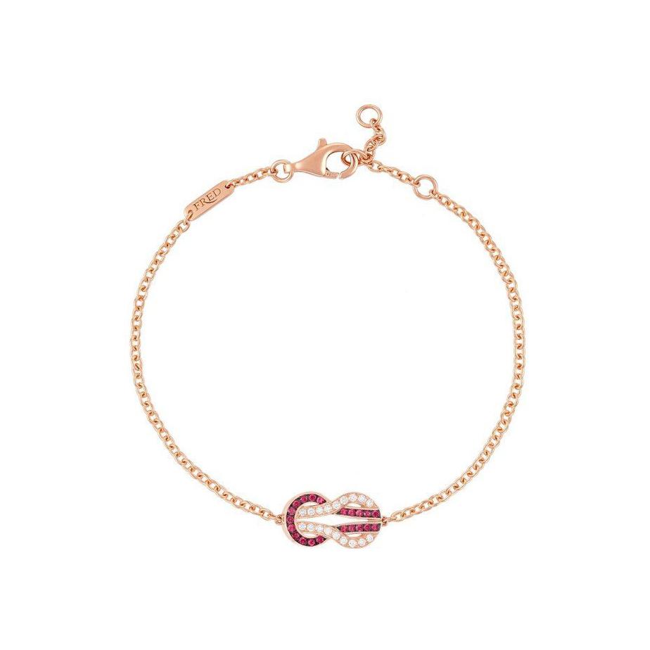 Bracelet FRED Chance Infinie Modèle Moyen en or rose, rubis et diamants