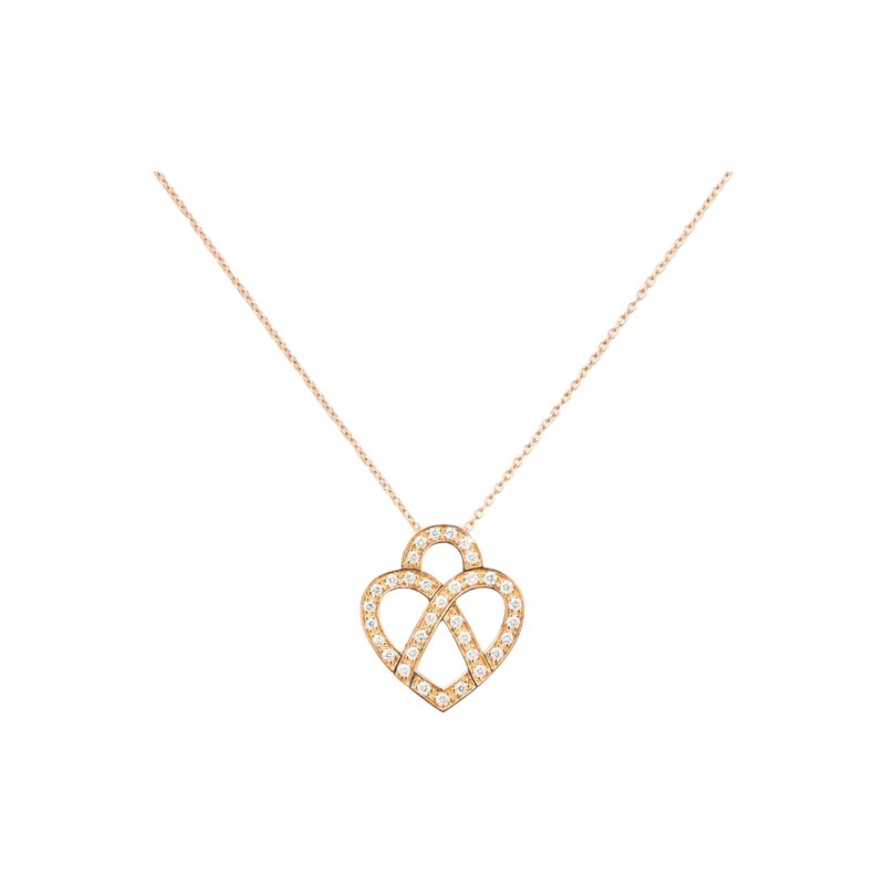 Collier Poiray Coeur Entrelacé PM en or rose et diamants