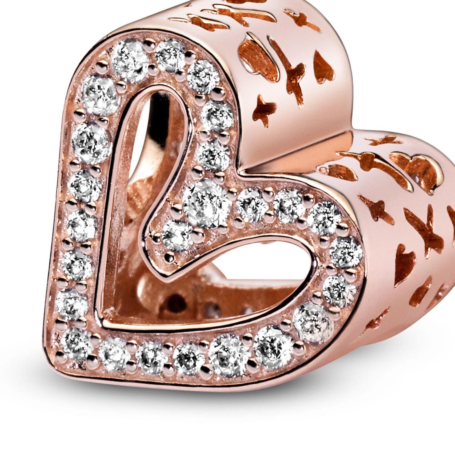 Achat Charm Pandora People Esquisse De Cœur Scintillant En Metal Dore Rose Et Oxyde De Zirconium