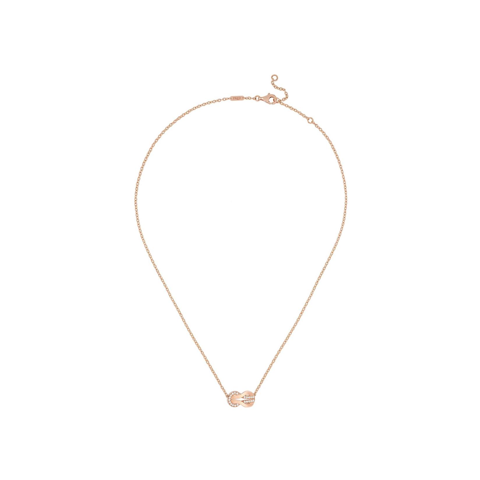 Collier FRED Chance Infinie Moyen Modèle en or rose et pavé de diamants blancs