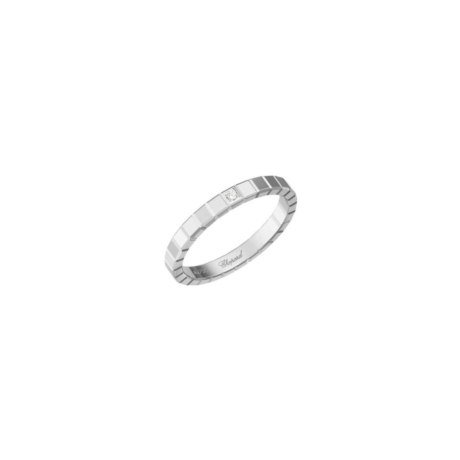 Bague Chopard Ice Cube Pure en or blanc et diamant, taille 55