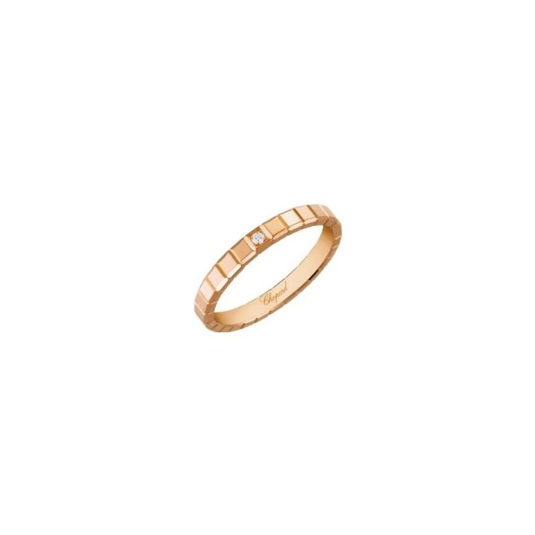 Bague Chopard Ice Cube Pure en or rose et diamant, taille 51
