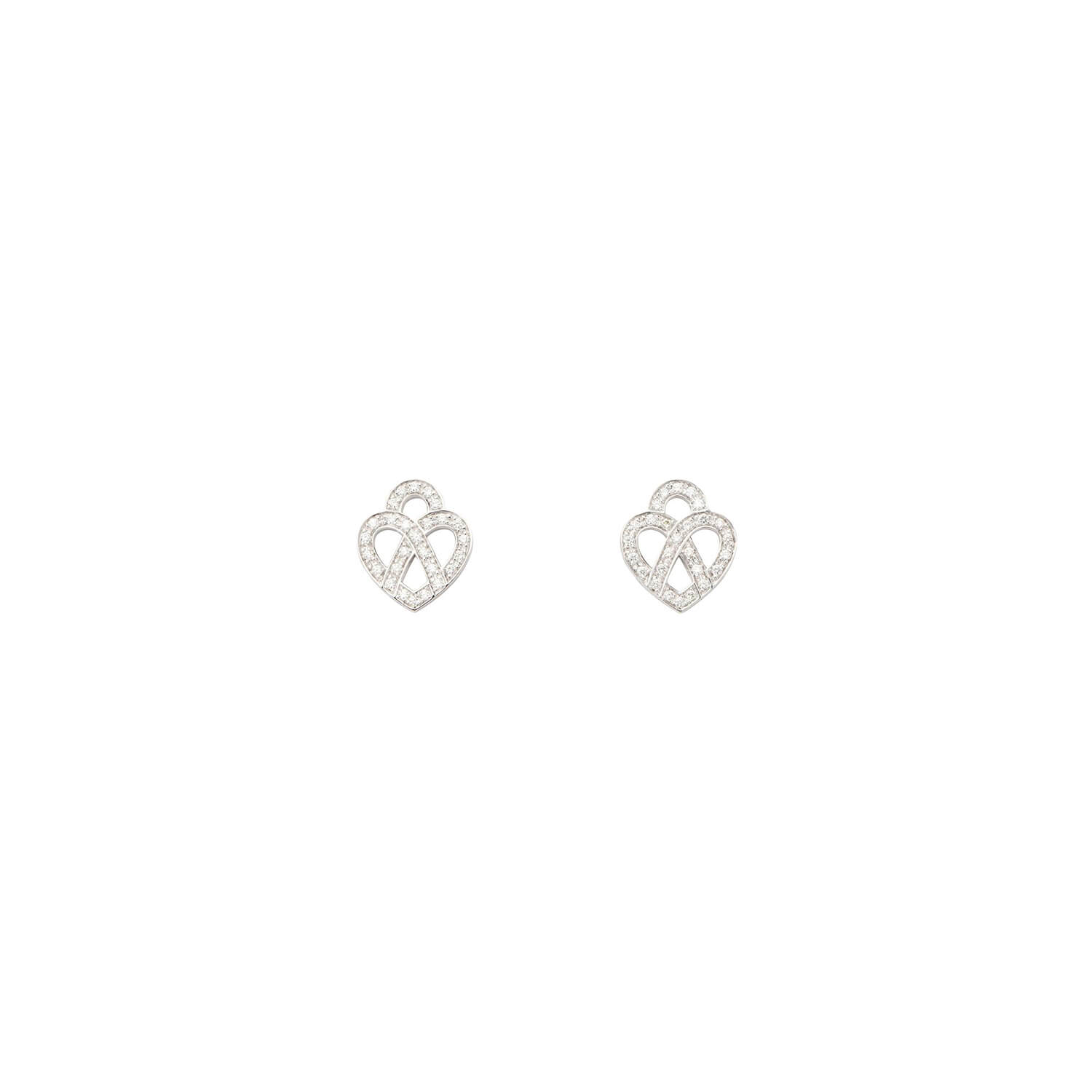 Boucles d'oreilles Poiray Coeur Entrelacé  en or blanc et diamants