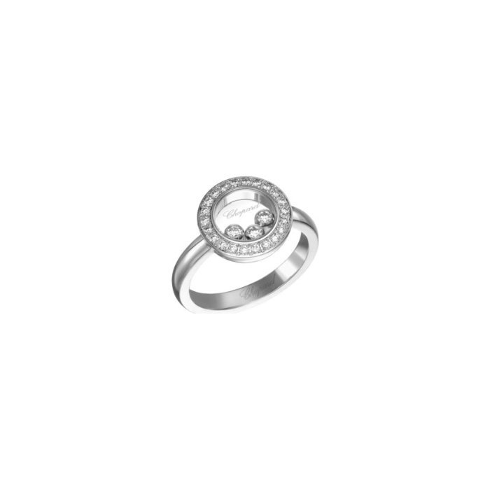 Bague Chopard Happy Diamonds Icons en or blanc et diamants, taille 52