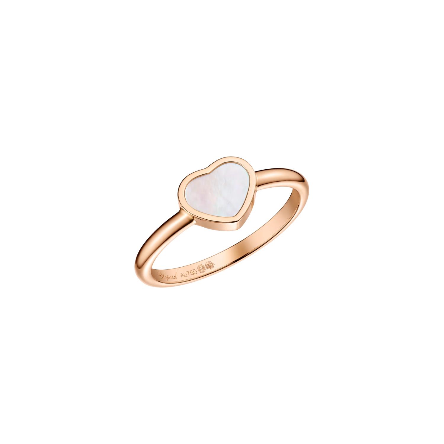 Bague Chopard My Happy Hearts en or rose et nacre, taille 52