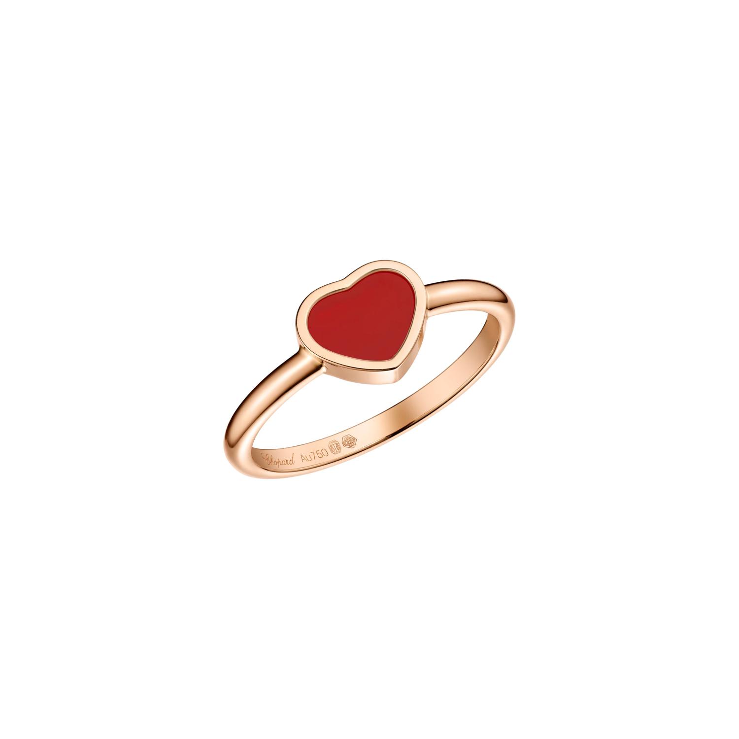 Bague Chopard My Happy Hearts en or rose et cornaline, taille 52