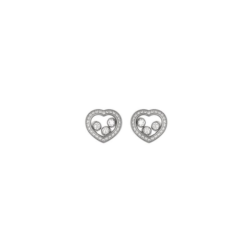 Boucles d'oreilles Chopard Happy Diamonds Icons en or blanc et diamants
