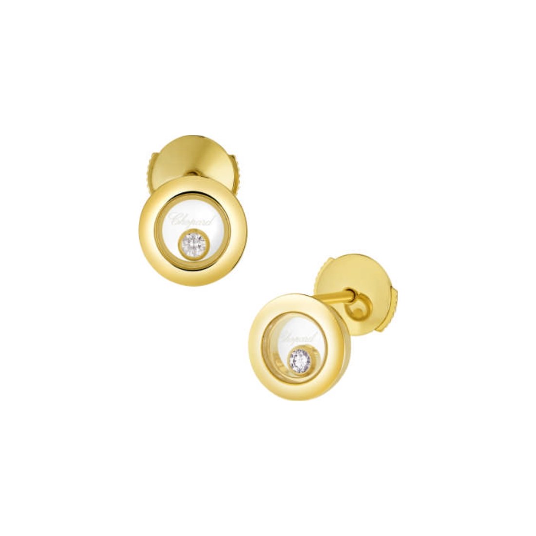 Boucles d'Oreilles Chopard Happy Diamonds en or jaune et diamants