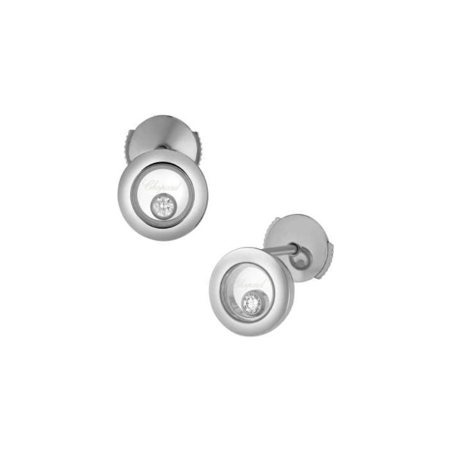 Boucles d'oreilles Chopard Happy Diamonds Icons en or blanc et diamants