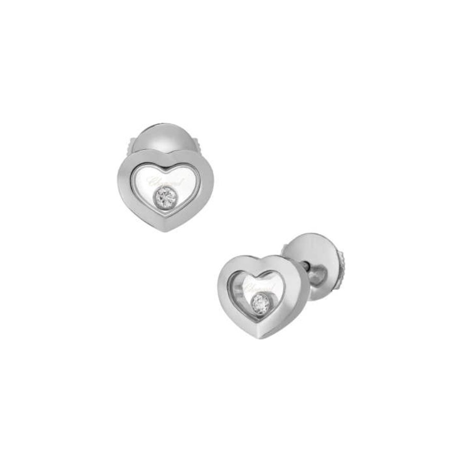 Boucles d'oreilles Chopard Happy Diamonds Icons en or blanc et diamants