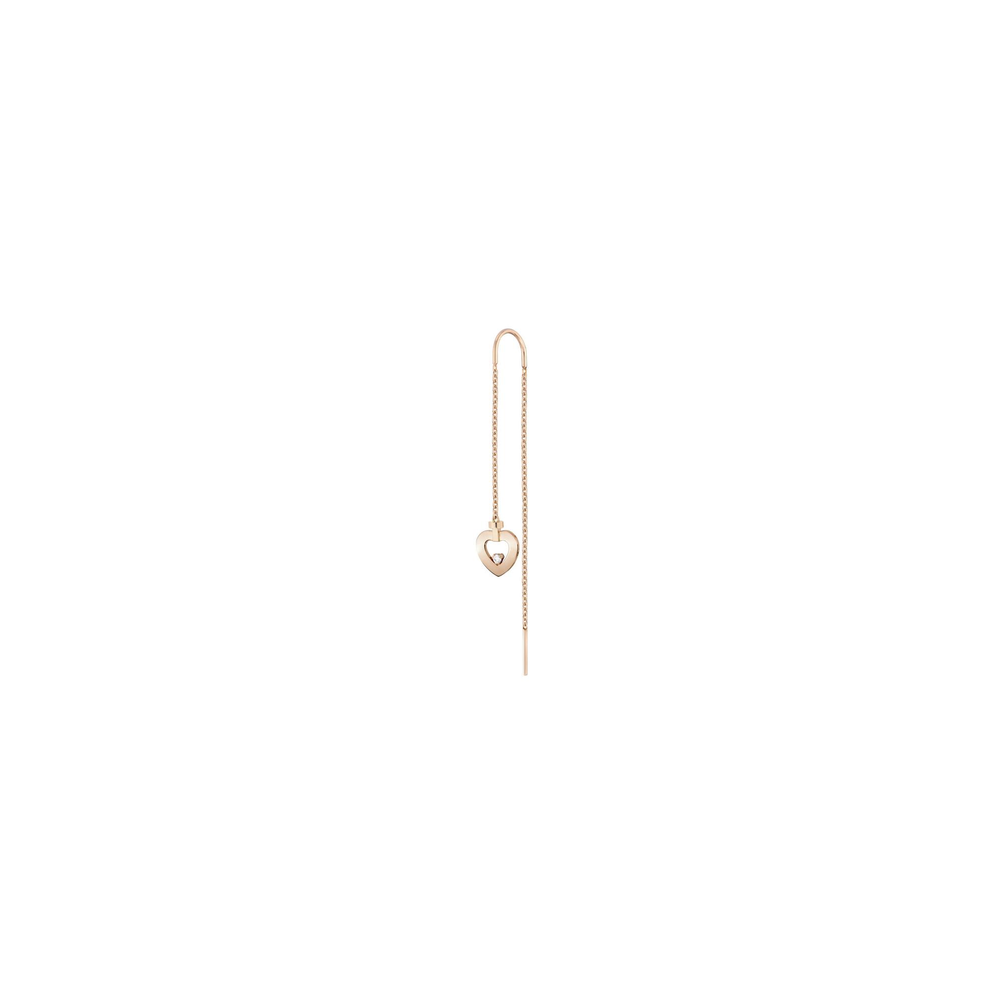 Mono boucle d'oreille longue FRED Pretty Woman en or rose sertie d'un diamant