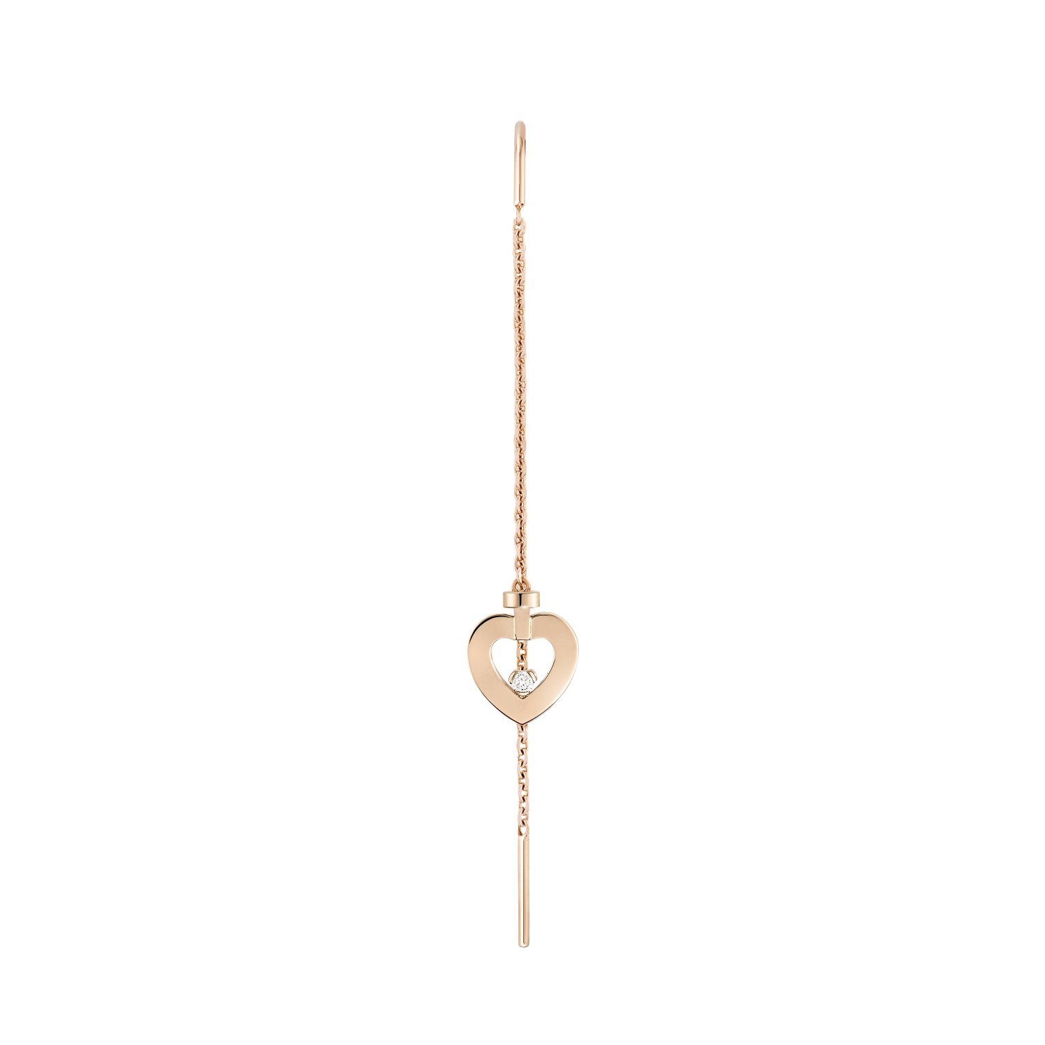 Mono boucle d'oreille longue FRED Pretty Woman en or rose sertie d'un diamant