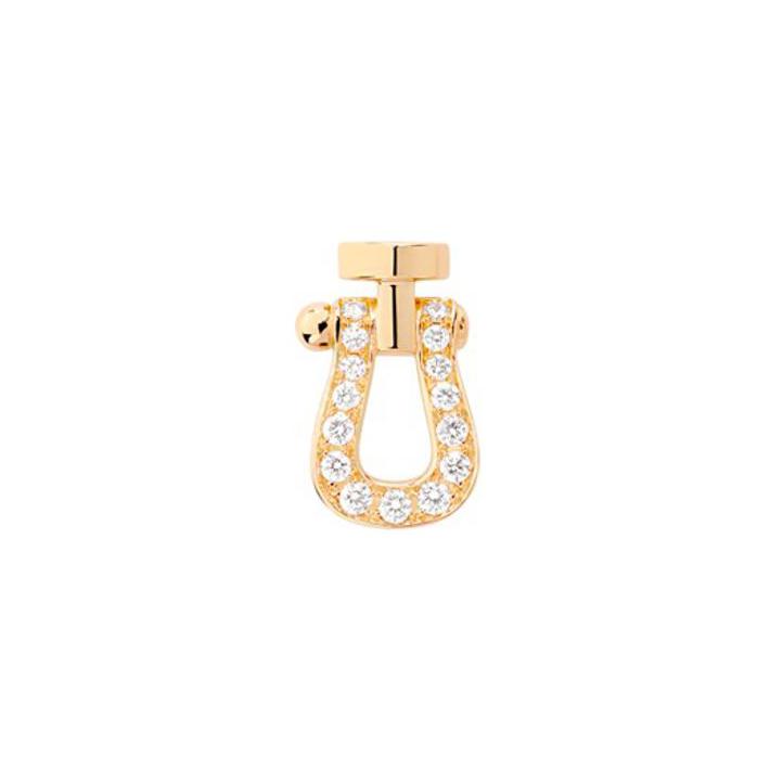 Mono boucle d'oreille droite FRED Force 10 en or jaune semi pavé de diamants de 0.07ct