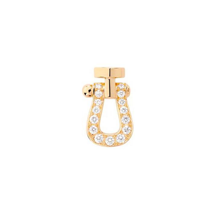 Mono boucle d'oreille droite FRED Force 10 Petie Modèle en or jaune semi pavé de diamants