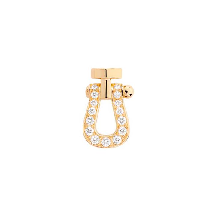 Mono boucle d'oreille gauche FRED Force 10 Petit Modèle en or jaune semi pavé de diamants