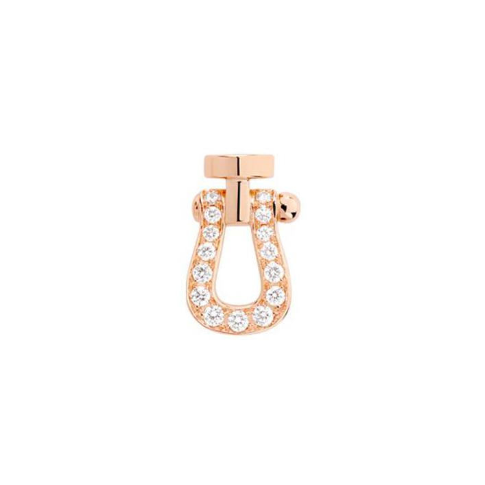 Mono boucle d'oreille gauche FRED Force 10 en or rose semi pavé de diamants de 0.07ct