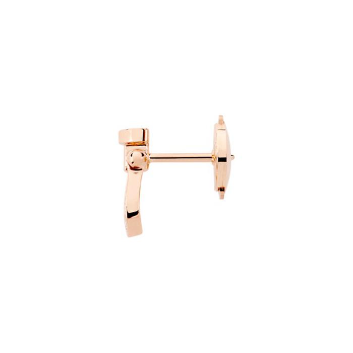 Mono boucle d'oreille gauche FRED Force 10 Petit Modèle en or rose semi pavé de diamants