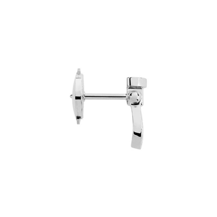 Mono boucle d'oreille gauche FRED Force 10 Petit Modèle en or blanc semi pavé de diamants