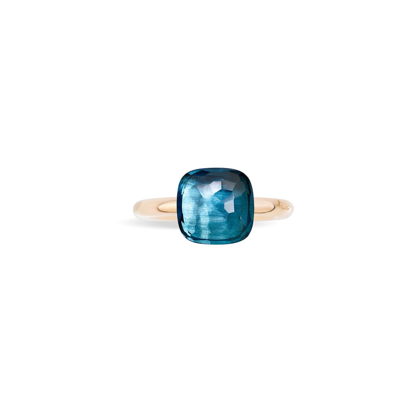 Bague Pomellato Nudo Classic en or rose, or blanc et topaze Blue London