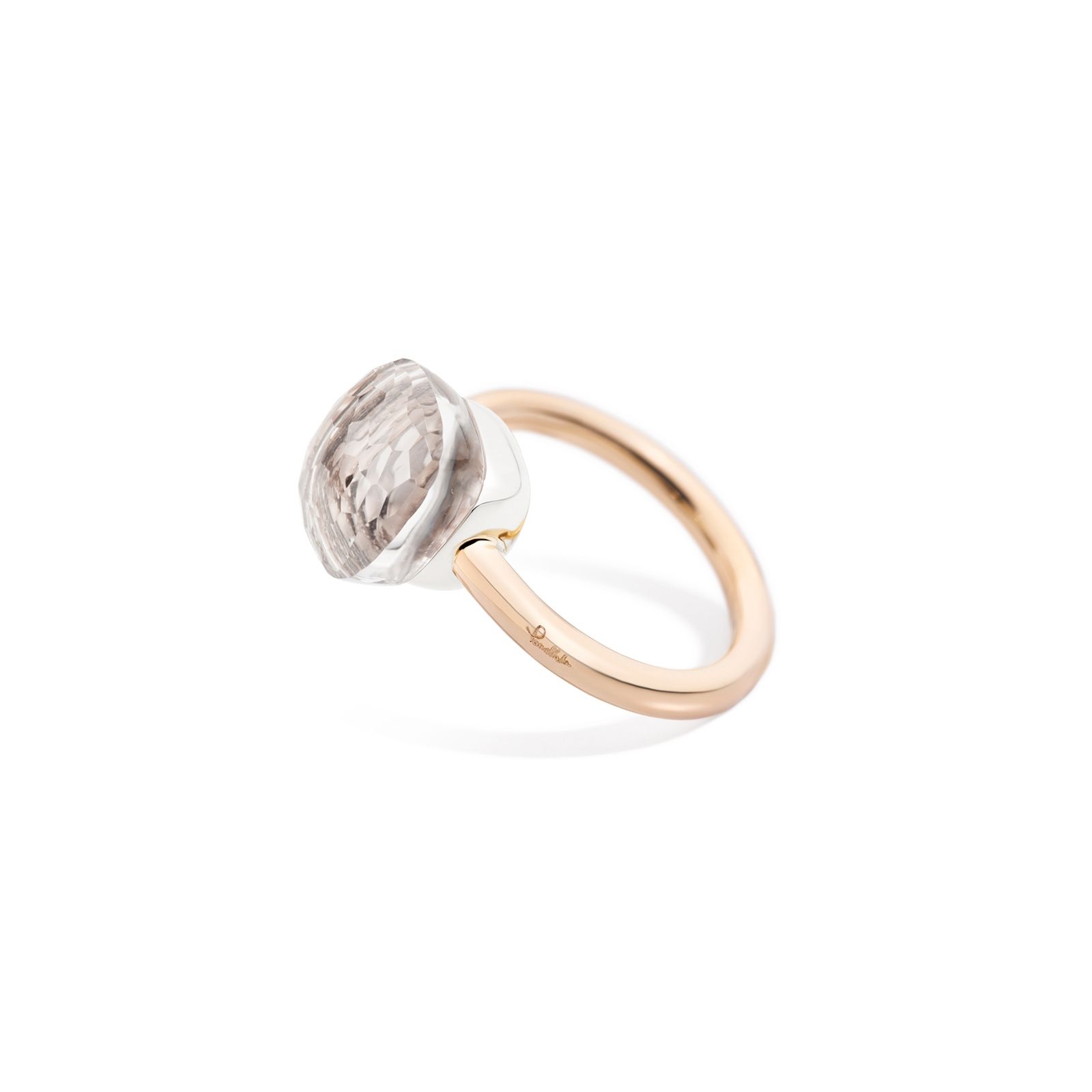 Bague Pomellato Nudo Classic en or rose, or blanc et topaze blanc