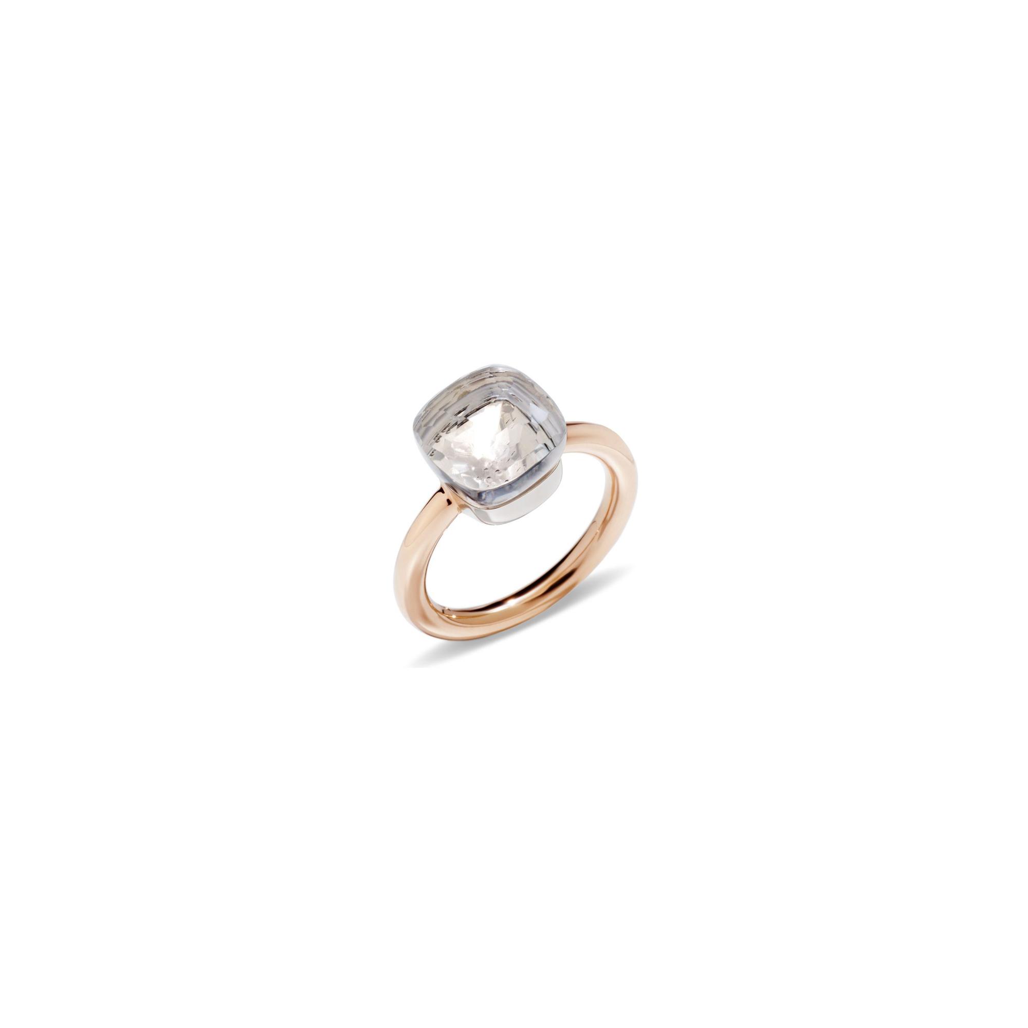 Bague Pomellato Nudo Classic en or rose, or blanc et topaze blanc