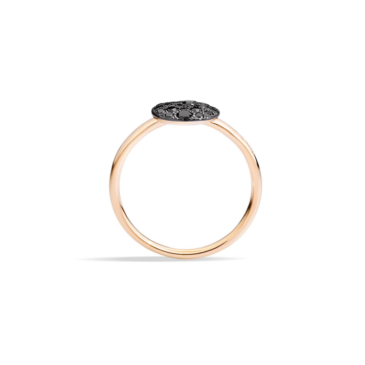 Bague Pomellato Sabbia petit modèle en or rose et diamants noirs