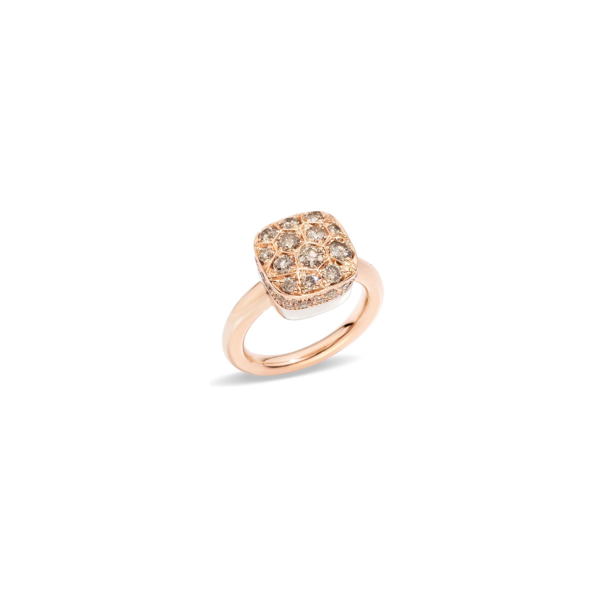 Bague Pomellato Nudo Maxi en or rose, or blanc et diamants cognac