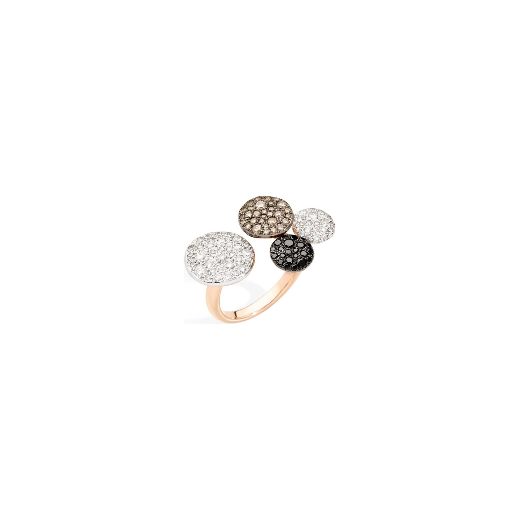 Bague Pomellato Sabbia en or blanc et diamants, diamants bruns et diamants noirs