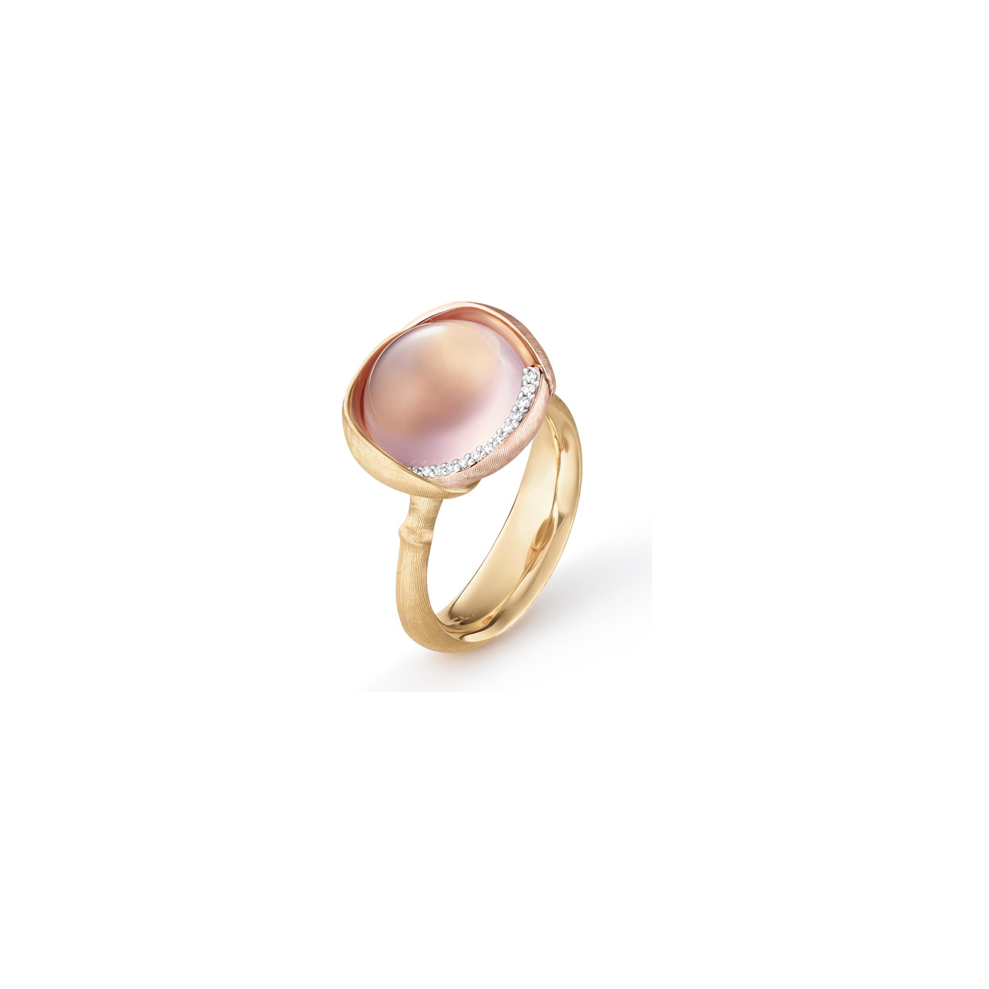 Bague Ole Lynggaard Lotus en or rose, quartz rose et diamants