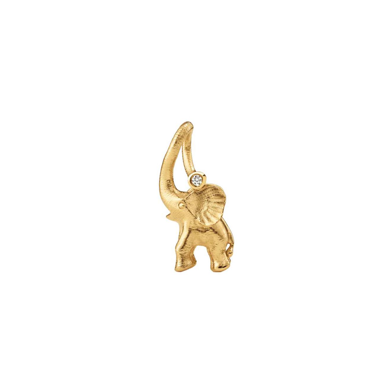 Pendentif Ole Lynggaard Eléphant petit modèle en or jaune et diamants